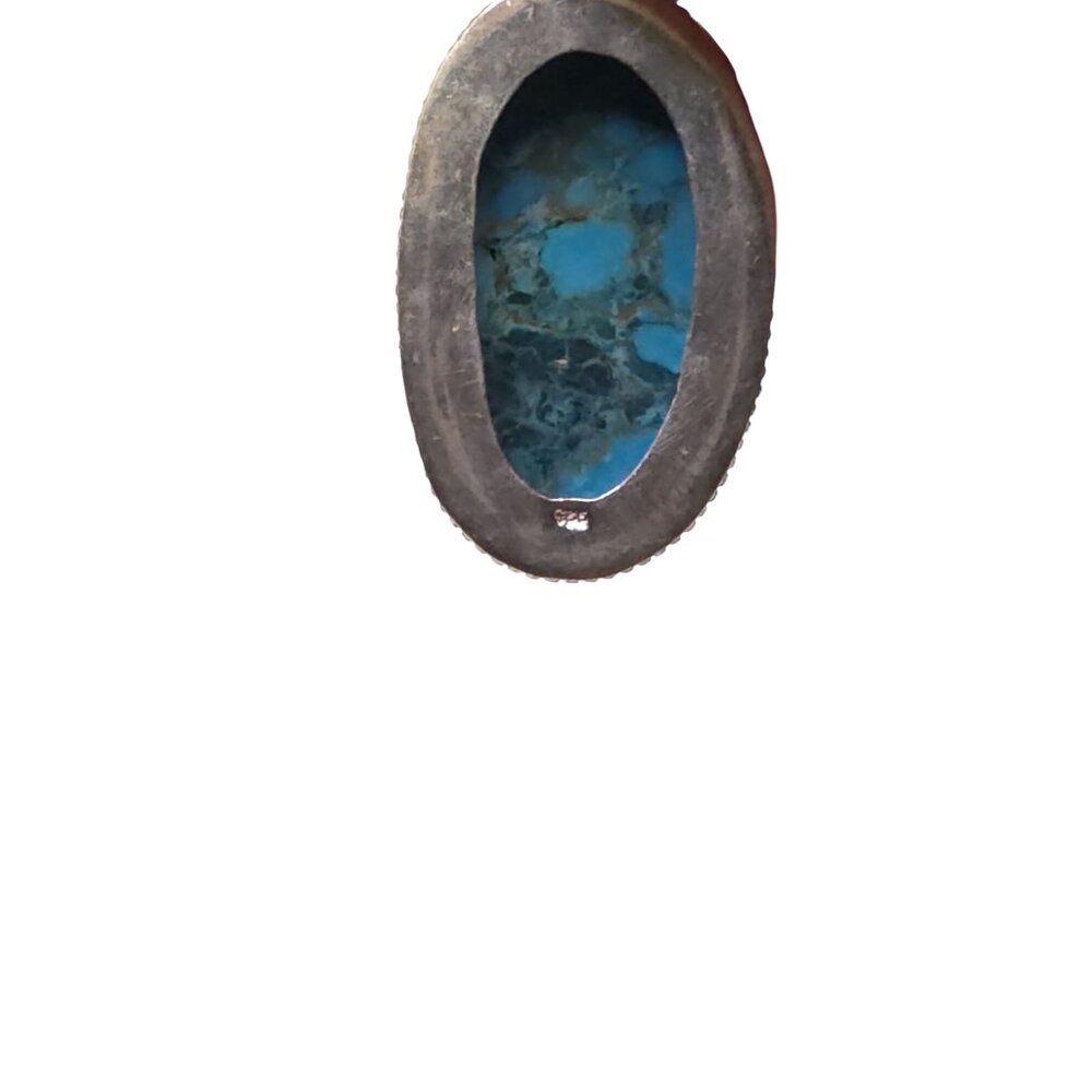 Sterling Silver 925 Pendant With Oval Turquoise Stone - Picture 4 of 7